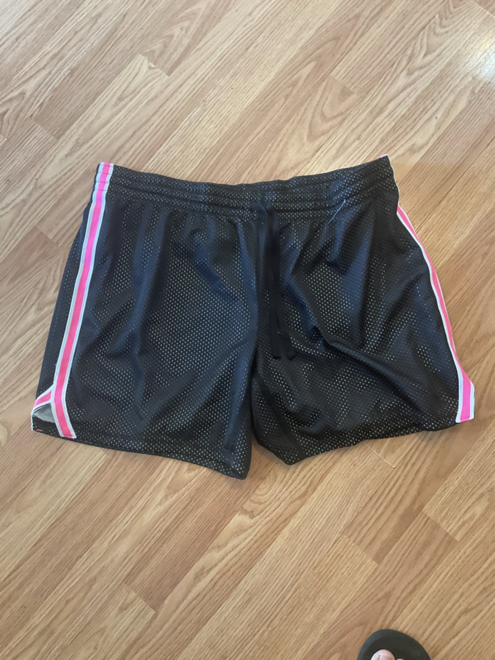 Danskin Now Black Mesh Shorts with Pink & White Accents 2X Drawstring